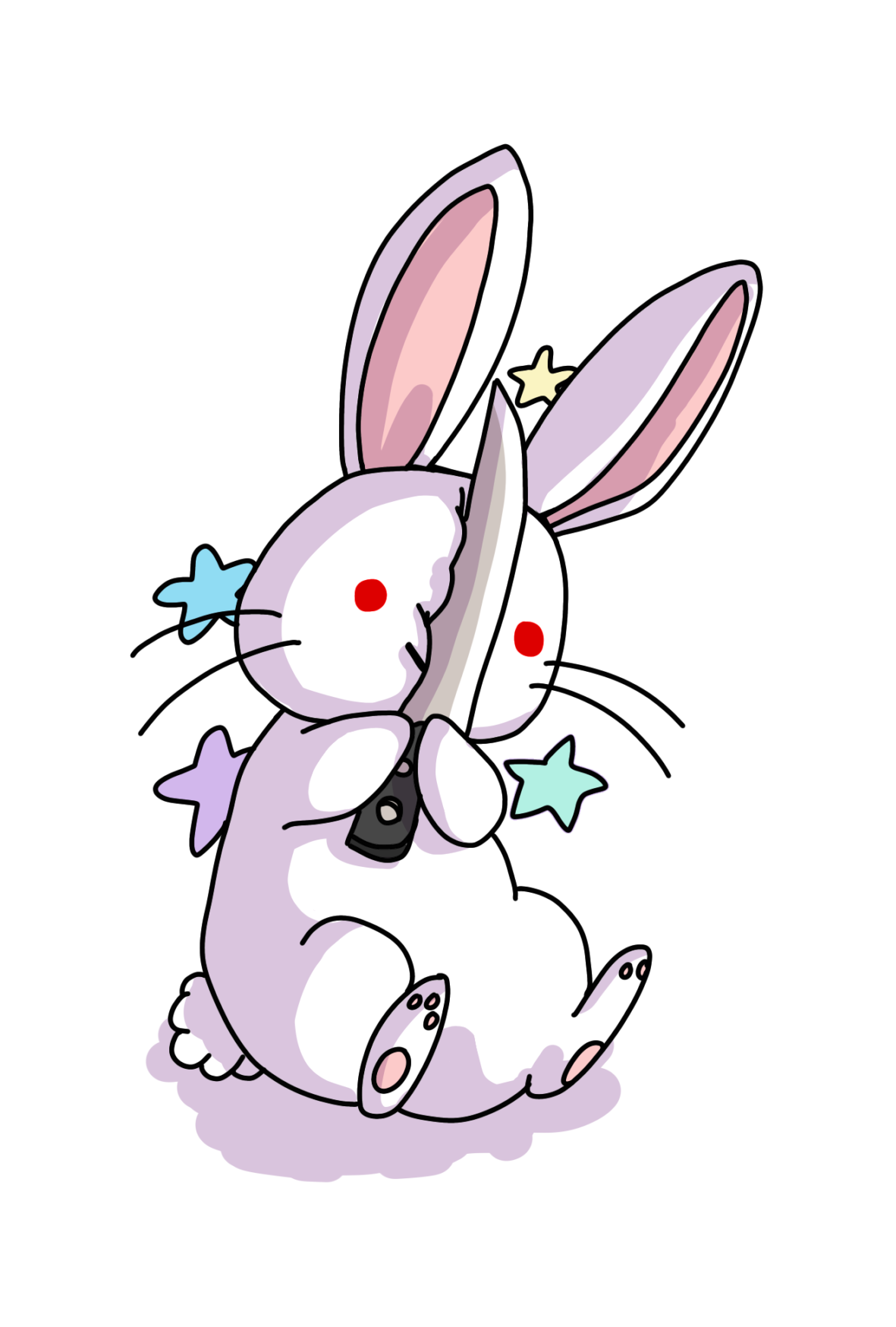 Bunny Holding Knife - White